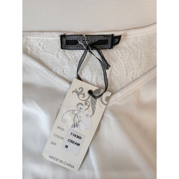 NWT Zashi Medium Cream Back Pleated / Lace Blouse - Picture 8 of 8